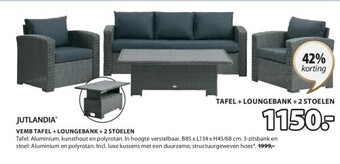 Jysk Vemb tafel + loungebank + 2 stoelen aanbieding