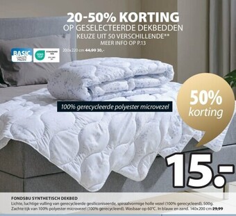 Jysk Fondsbu synthetisch dekbed aanbieding
