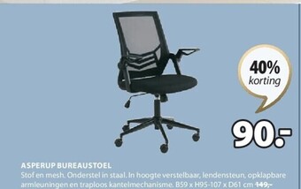 Jysk Asperup bureaustoel aanbieding