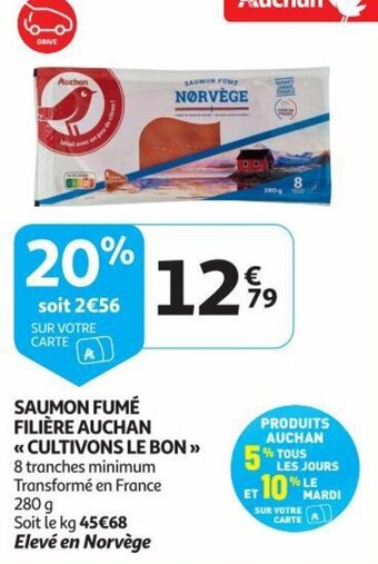 Auchan SAUMON FUMÉ FILIÈRE AUCHAN << CULTIVONS LE BON >> aanbieding