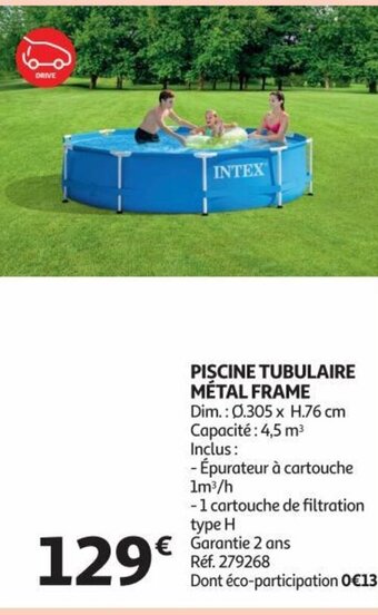 Auchan PISCINE TUBULAIRE MÉTAL FRAME Dim.: 0.305 x H.76 cm aanbieding
