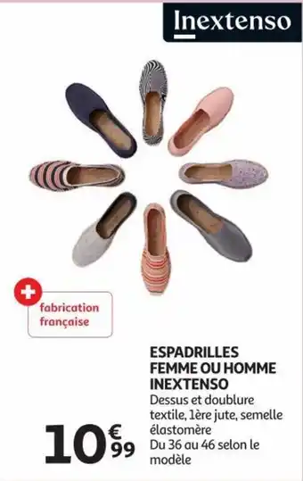 Auchan Inextenso ESPADRILLES FEMME OU HOMME aanbieding