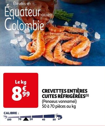 Auchan CREVETTES ENTIÈRES CUITES RÉFRIGÉRÉES aanbieding