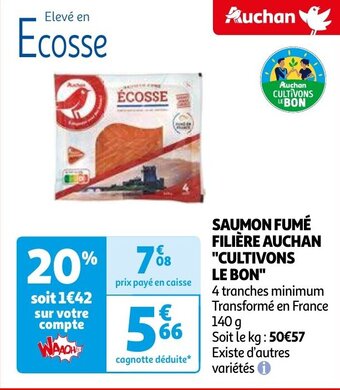 Auchan SAUMON FUMÉ FILIÈRE AUCHAN "CULTIVONS LE BON" aanbieding