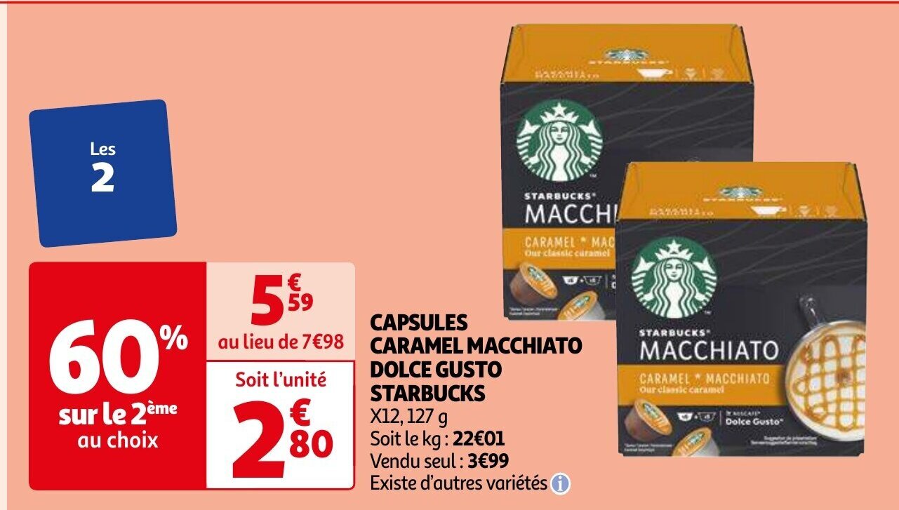 STARBUCKS CAPSULES CARAMEL MACCHIATO DOLCE GUSTO 12 X 127G promotie bij