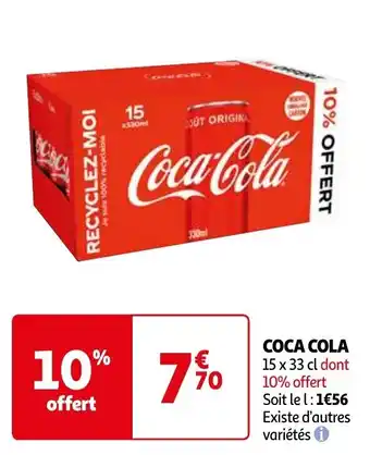 Auchan COCA COLA 15 x 33 cl dont 10% offert aanbieding