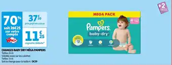 Auchan PAMPERS CHANGES BABY DRY MÉGA aanbieding