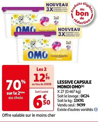 Auchan OMO LESSIVE CAPSULE MONOI aanbieding