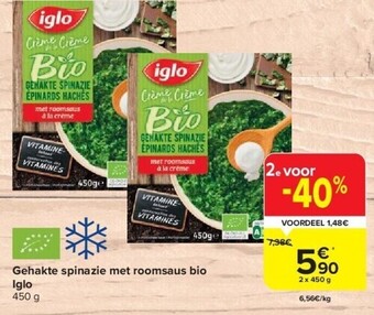 Gehakte spinazie met roomsaus bio iglo