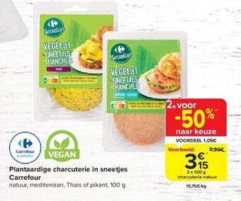 Carrefour Plantaardige charcuterie in sneetjes carrefour aanbieding