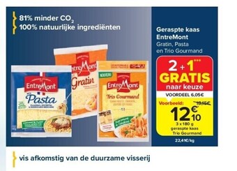 Carrefour Geraspte kaas entremont aanbieding
