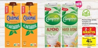 Carrefour Plantaardige drinks campina en cécémel plantaardig aanbieding