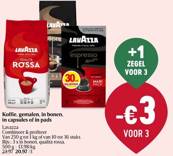 Delhaize Koffie, gemalen, in bonen, in capsules of in pads aanbieding