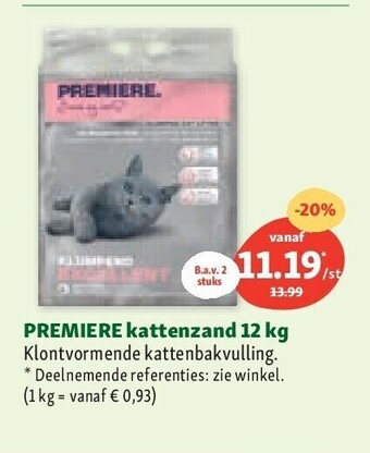 Maxi Zoo Premiere kattenzand 12 kg aanbieding