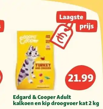Maxi Zoo Edgard & cooper adult kalkoen en kip droogvoer kat 2 kg aanbieding