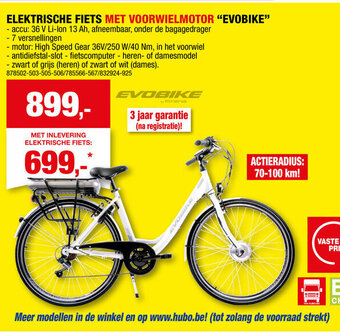 ELEKTRISCHE FIETS MET VOORWIELMOTOR "EVOBIKE"