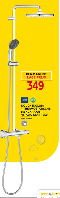 Brico DOUCHEKOLOM + THERMOSTATISCHE MENGKRAAN VITALIO START 250 aanbieding