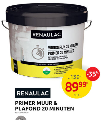 Brico RENAULAC PRIMER MUUR & PLAFOND 20 MINUTEN 10 L aanbieding