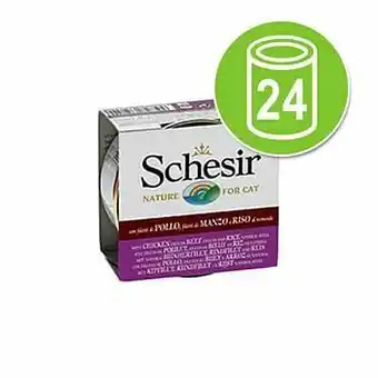 24x85g Natural met Rijst Natural Kip met Rijst Schesir Kattenvoer