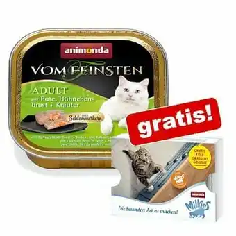 Zooplus 6 x 100 g Animonda vom Feinsten + 4 x 15 g Milkies Snack gratis! - Kalkoenharten aanbieding