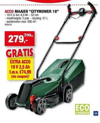 Hubo Accu maaier “citymower 18” aanbieding
