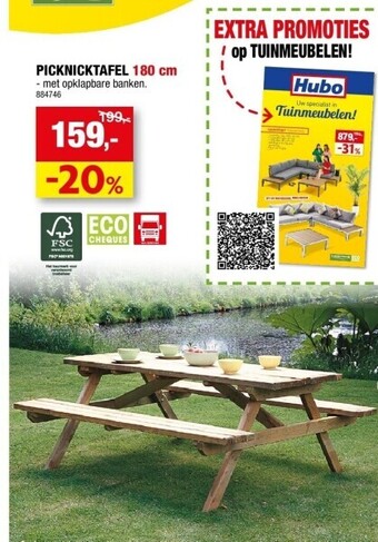 Hubo Picknicktafel 180 cm aanbieding