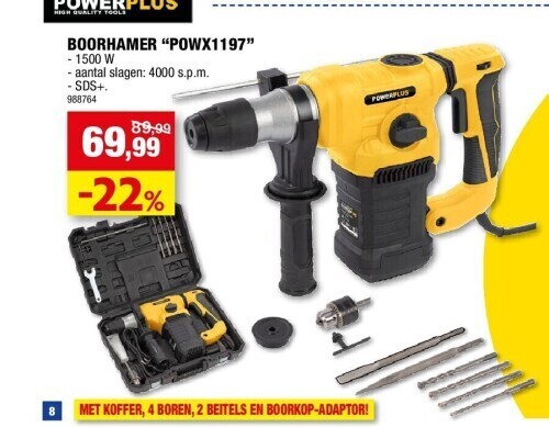 Hubo Boorhamer “powx1197” - 1500 w aanbieding