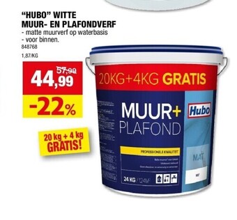 Hubo “hubo” witte muur- en plafondverf aanbieding