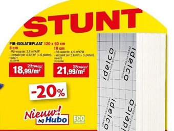 Hubo Pir-isolatieplaat 120 x 60 cm 8 cm aanbieding