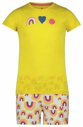 HEMA HEMA Kindershortama Regenboog Geel (geel) aanbieding