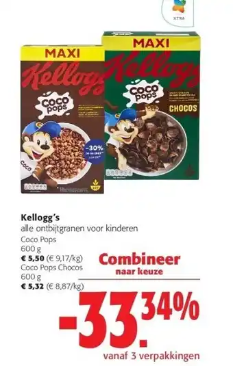Colruyt Kellogg's alle ontbijtgranen voor kinderen coco pops 600 g aanbieding