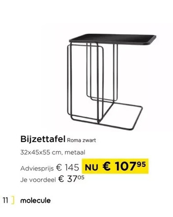 Molecule Bijzettafel roma zwart aanbieding