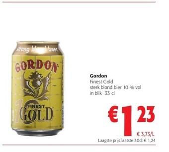 Colruyt Gordon finest gold sterk blond bier 10 % vol in blik 33 cl aanbieding