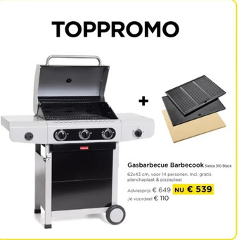 Molecule Gasbarbecue barbecook siesta 310 black aanbieding