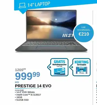 MSI Prestige 14 EVO Intel Core i5-1135G7 A11M-431BE
