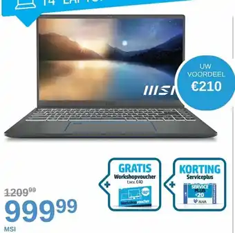 AUVA MSI Prestige 14 EVO Korting Serviceplus aanbieding
