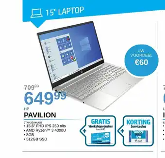 AUVA HP Pavilion 2T4H2EA#UUG AMD Ryzen 3 4300U aanbieding