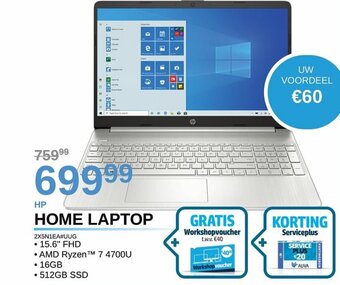 AUVA HP Home Laptop 2X5N1EA#UUG Gratis Workshopvoucher aanbieding