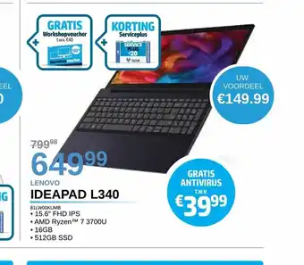 AUVA Lenovo Ideapad L340 AMD Ryzen 7 3700U aanbieding