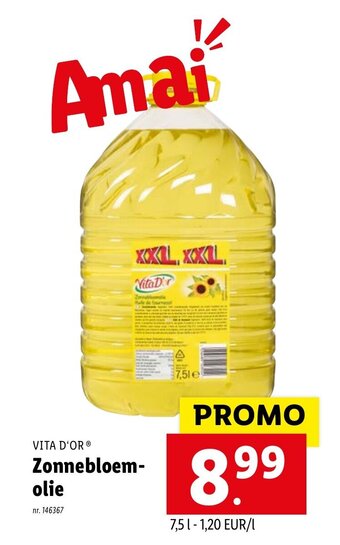 Lidl Vita D'Or Zonnebloemolie aanbieding