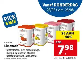 Lidl Bionina Limonade aanbieding