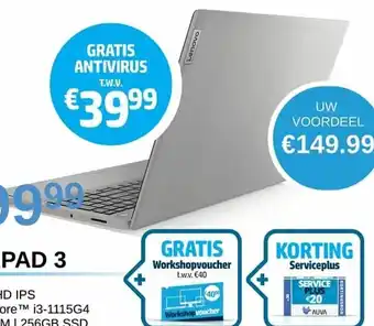 AUVA Lenovo Ideapad 3 82H9009WMB Gratis Workshopvoucher aanbieding
