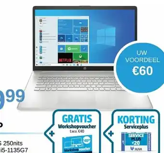 AUVA Hp Laptop 465Y2EA#UUG Korting Serviceplus aanbieding