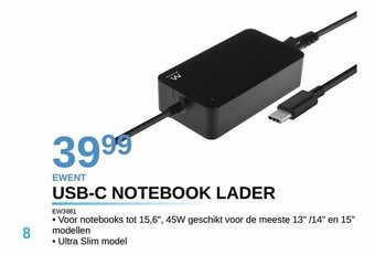AUVA Ewent USB-C Notebook Lader EW3981 aanbieding