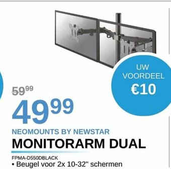 AUVA Neomounts by Newstar Monitorarm Dual FPMA-D550DBlack aanbieding