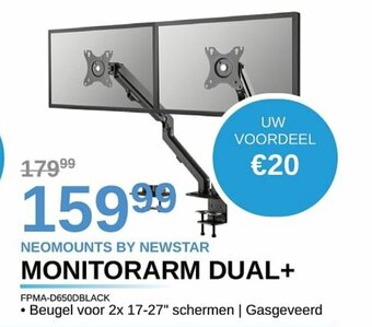 AUVA Neomounts by Newstar Monitorarm Dual+ FPMA-D650DBLACK aanbieding