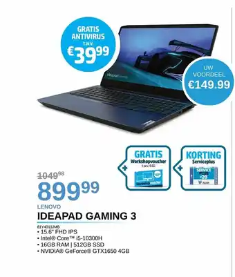 AUVA Lenovo Ideapad Gaming 3 B1Y40133MB aanbieding
