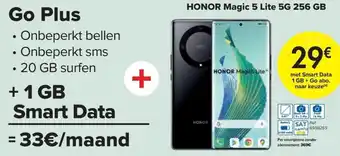 Carrefour HONOR Magic 5 Lite 5G 256 GB met Smart Data 1 GB + Go abo. naar keuze(a) aanbieding