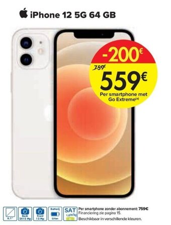 Carrefour iPhone 12 5G 64 GB aanbieding