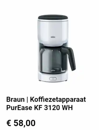 Krëfel Braun | Koffiezetapparaat PurEase KF 3120 WH aanbieding